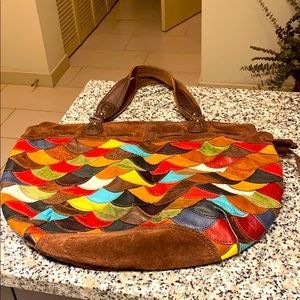 LUCKY BRAND Leather Multicolor Handbag Purse Hobo